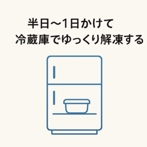 すぐに食べる分だけを冷蔵で半日～1日かけて解凍するの画像