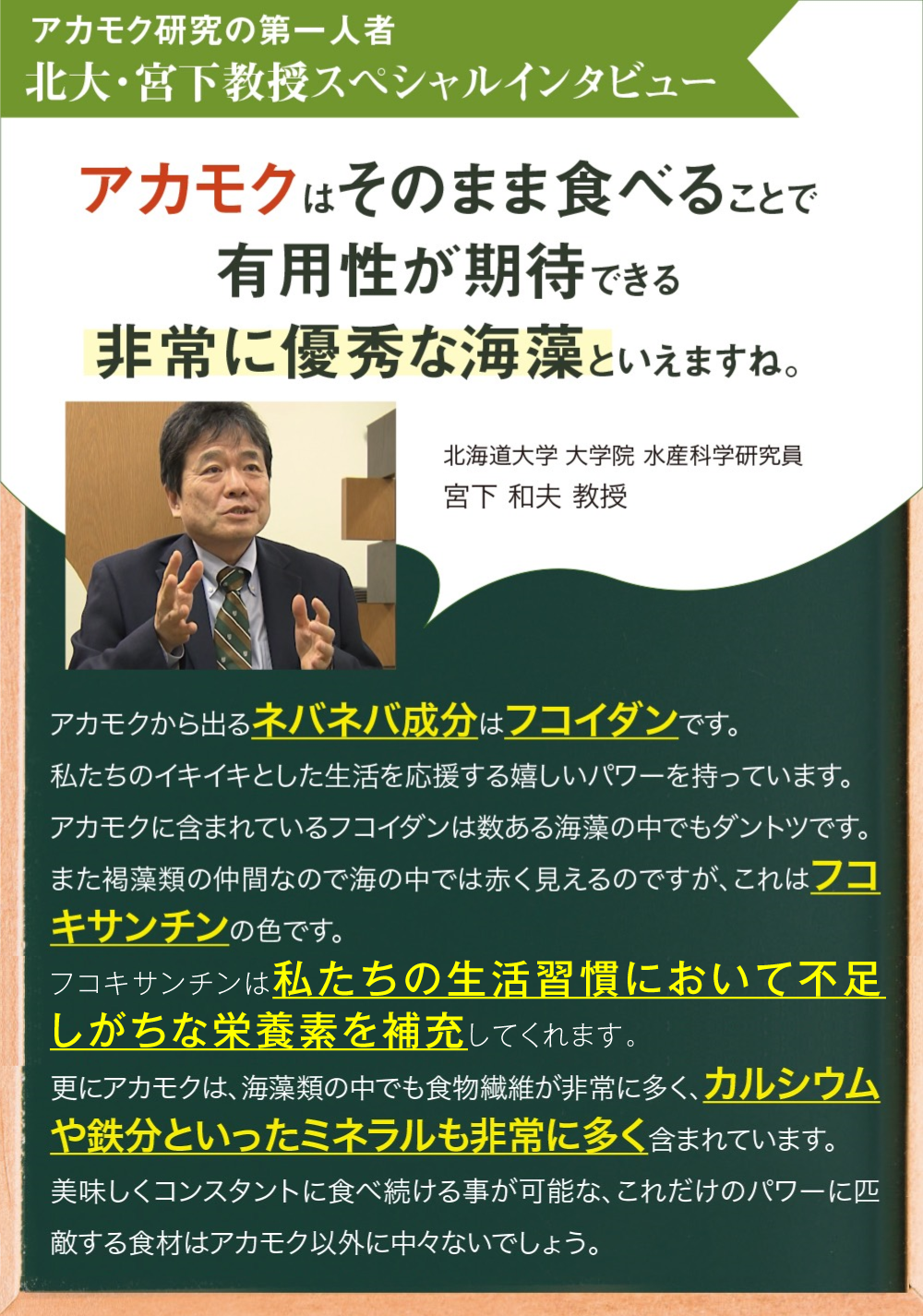 アカモクはフコイダン・フコキサンチンが豊富な海藻です。非常に有用な食べ物と言えます。